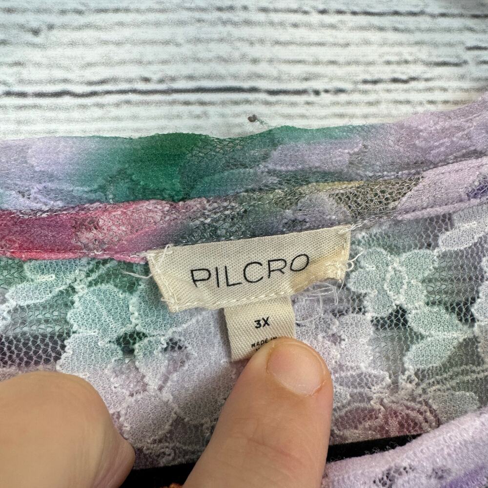 Anthropologie Multicolor Floral Tie-Dye Short Sleeve Blouse - Picture 2 of 8